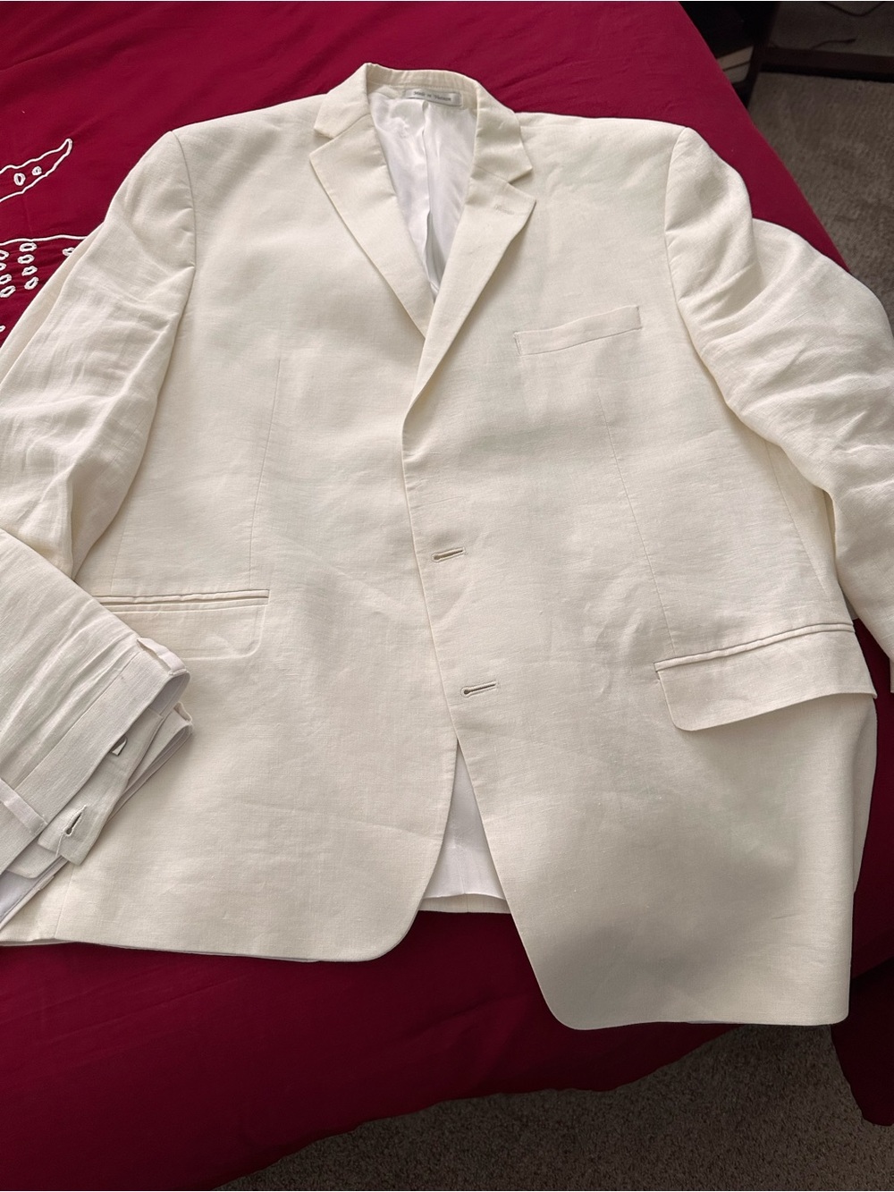 Calvin Klein Off-White Linen Blend Men's Blazer 46R pants 38x30